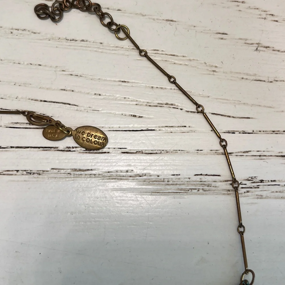 We Dream in Color Little Agea verdigris brass necklace